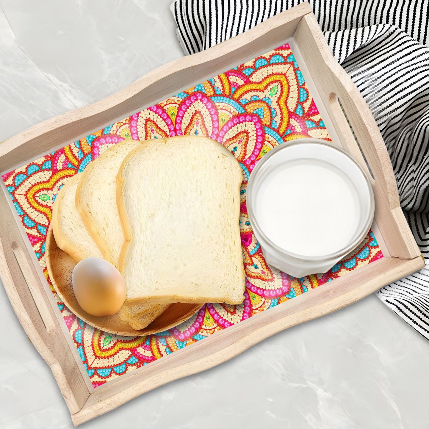 Diamond painting DIY dot diamond tray new Mandala large dining plate cross-border supply hot selling wholesale