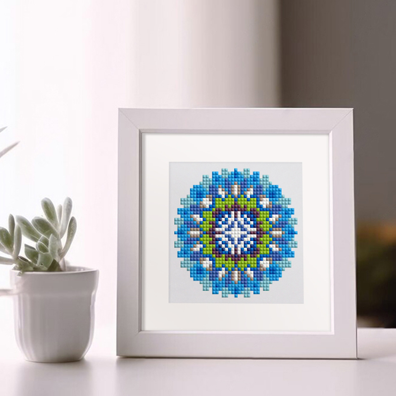 Frameless, mini diamond painting, Mandala creative mini diamond painting on the entrance flower house desktop, creative simple pattern diamond painting, 12pcs, 5.9 X5.9 inches.