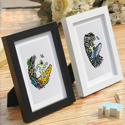Frameless, mini diamond painting, space creative mini diamond painting on the entrance flower house desktop, creative simple pattern diamond painting, 12 pcs, 5.9 X7 inches.