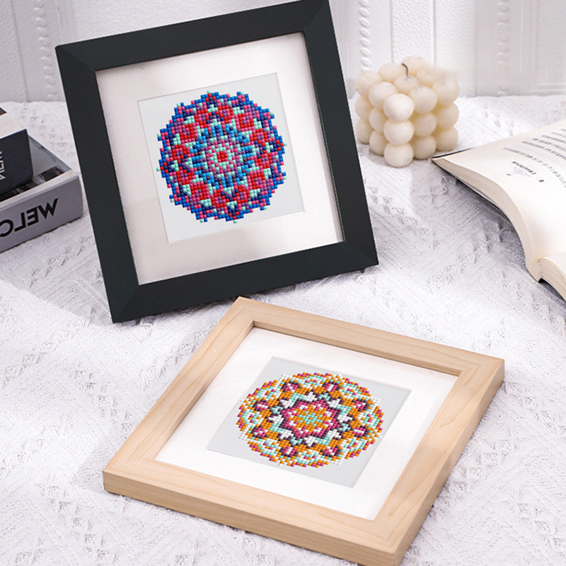 Frameless, mini diamond painting, Mandala creative mini diamond painting on the entrance flower house desktop, creative simple pattern diamond painting, 12pcs, 5.9 X5.9 inches.