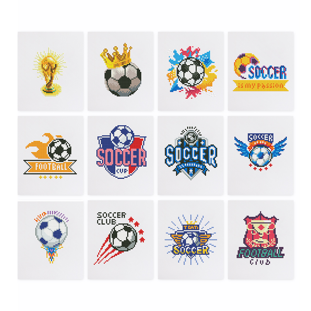 Frameless, mini diamond painting, football creative mini diamond painting on the entrance flower house desktop, creative simple pattern diamond painting, 12 pcs, 5.9 X7 inches.