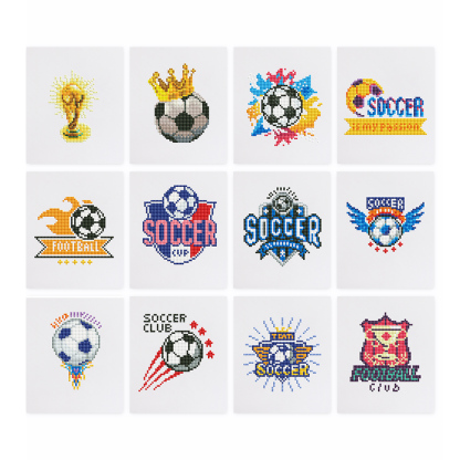 Frameless, mini diamond painting, football creative mini diamond painting on the entrance flower house desktop, creative simple pattern diamond painting, 12 pcs, 5.9 X7 inches.