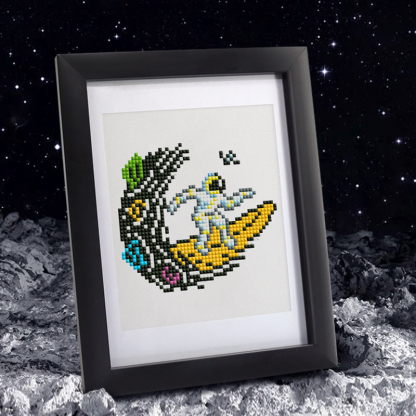 Frameless, mini diamond painting, space creative mini diamond painting on the entrance flower house desktop, creative simple pattern diamond painting, 12 pcs, 5.9 X7 inches.