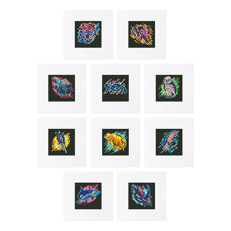 Frameless, mini diamond painting, animal creative mini diamond painting on the entrance flower house desktop, creative simple pattern diamond painting, 10 pcs, 5.9 X5.9 inches.