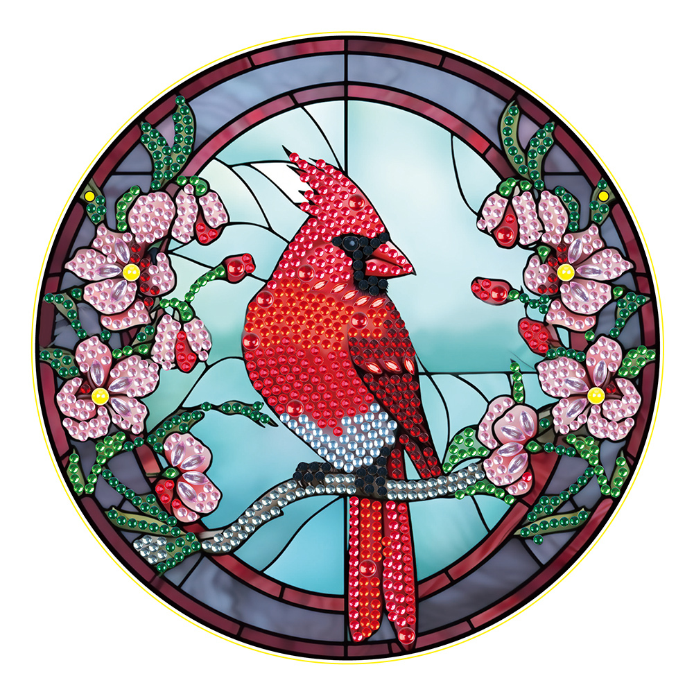 DIY Diamond Painting Wooden Crystal Desktop Ornament Kit (Cardinals)