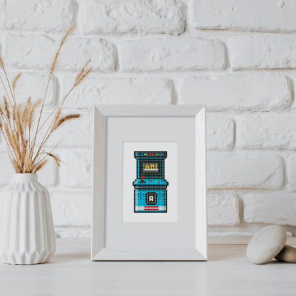 Frameless, mini diamond painting, electronic creative mini diamond painting on the entrance flower house desktop, creative simple pattern diamond painting, 12pcs, 5.9 X7 inches.