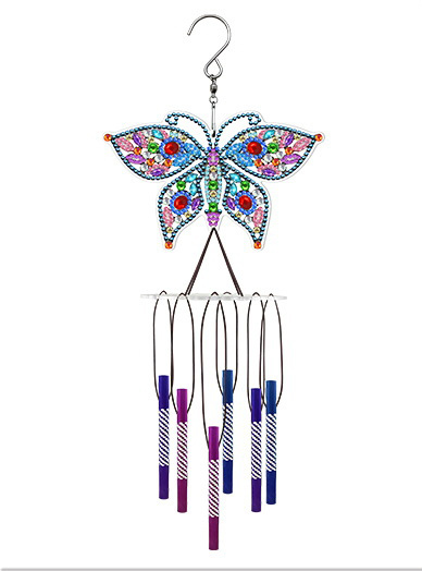 Customized diamond painting wind chime manufacturer direct sales entrance decoration diamond stickers butterfly hummingbird handmade DIY kit