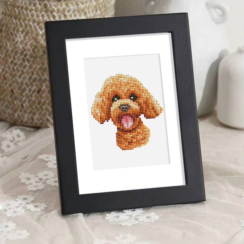 Frameless, mini diamond painting, creative mini diamond painting of dogs on the entrance flower house desktop, creative simple pattern diamond painting, 12 pcs, 5.9 X7 inches.