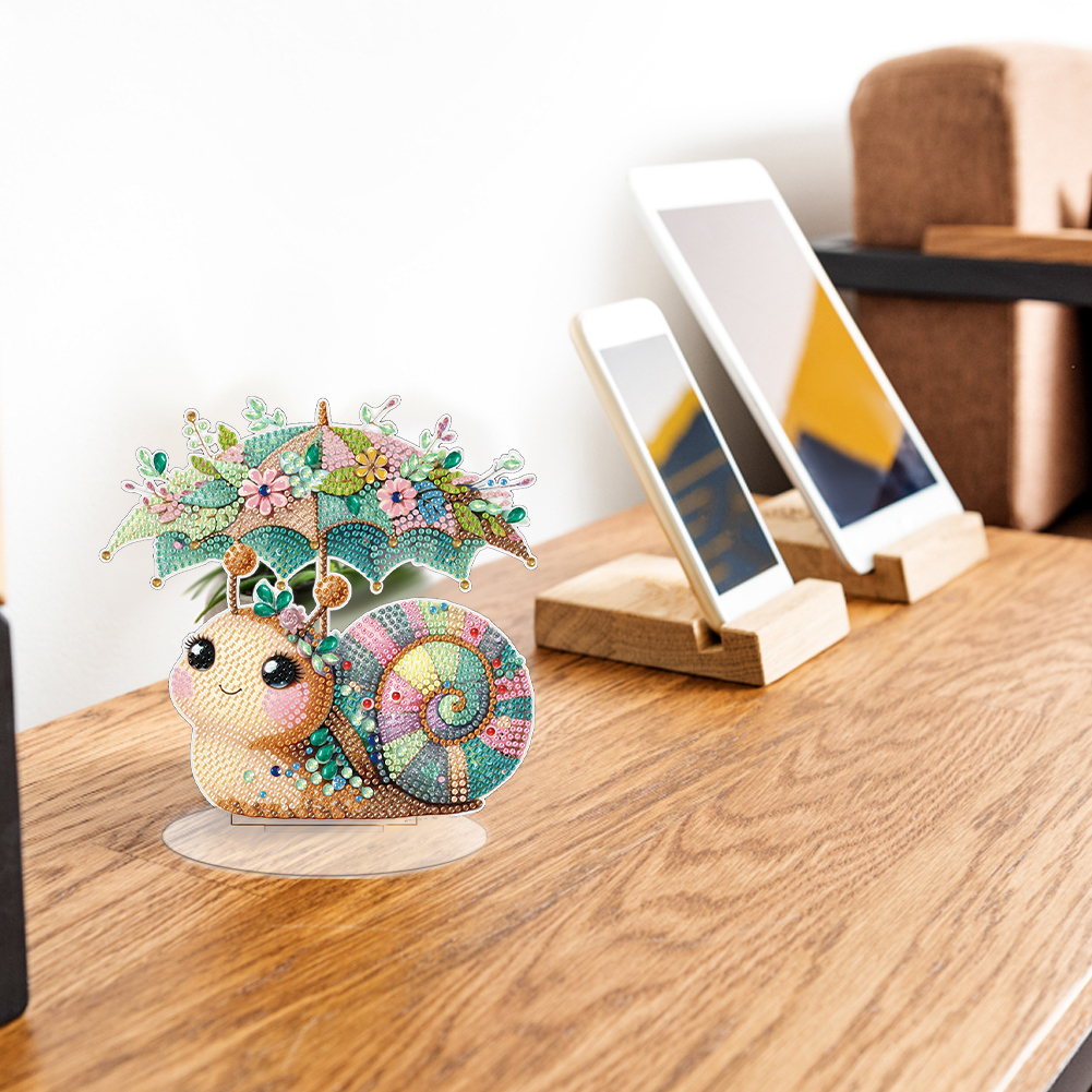 DIY Acrylic Special Shaped Desktop Diamond Art Kits(Leaf Snail)