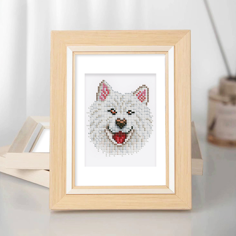 Frameless, mini diamond painting, creative mini diamond painting of dogs on the entrance flower house desktop, creative simple pattern diamond painting, 12 pcs, 5.9 X7 inches.