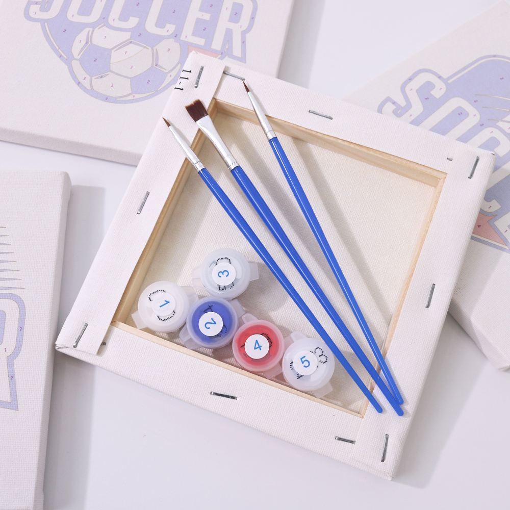 4 pieces, digital mini painted set of football desktop accessories, 15x15cm/5.9x5.9 inches, handmade for family leisure, perfect gift for friends and family.