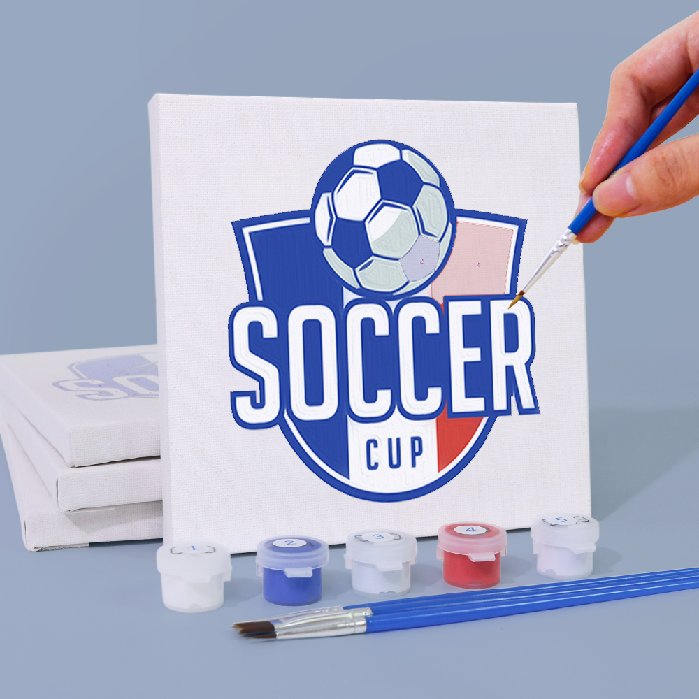 4 pieces, digital mini painted set of football desktop accessories, 15x15cm/5.9x5.9 inches, handmade for family leisure, perfect gift for friends and family.