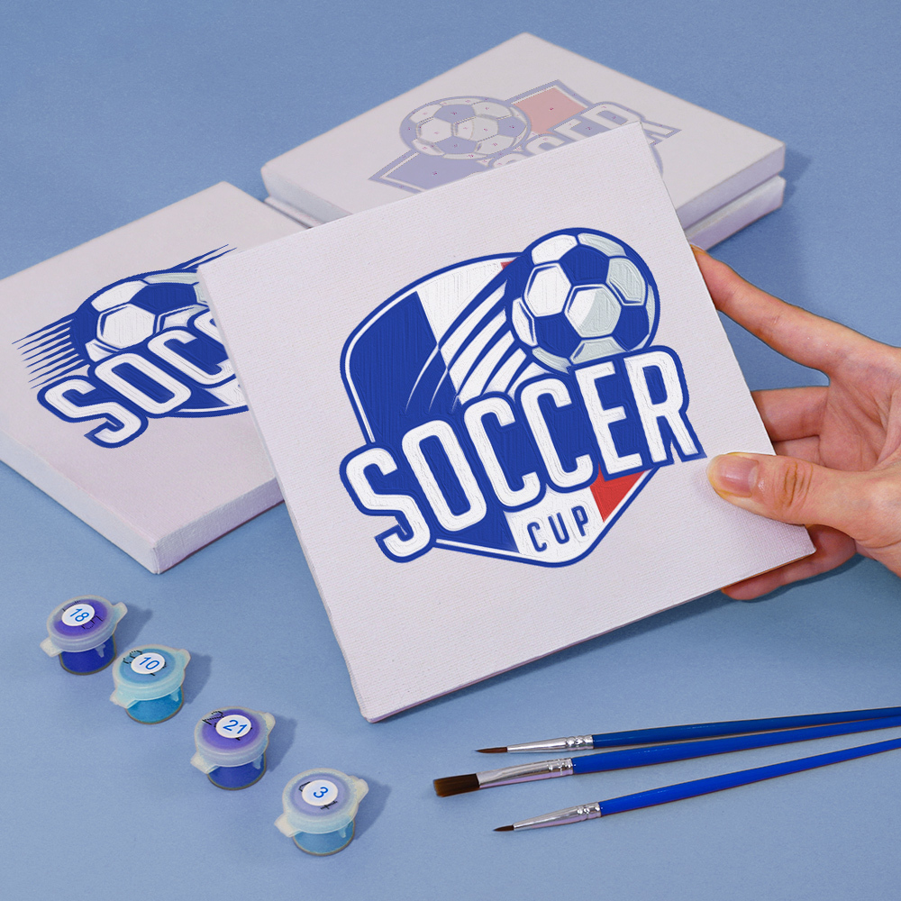 4 pieces, digital mini painted set of football desktop accessories, 15x15cm/5.9x5.9 inches, handmade for family leisure, perfect gift for friends and family.