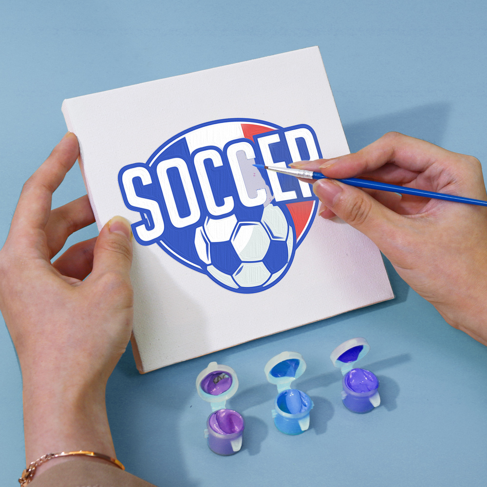 4 pieces, digital mini painted set of football desktop accessories, 15x15cm/5.9x5.9 inches, handmade for family leisure, perfect gift for friends and family.