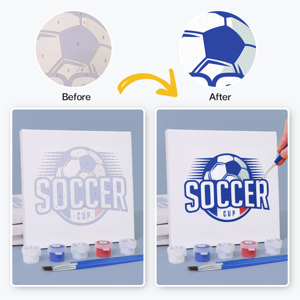 4 pieces, digital mini painted set of football desktop accessories, 15x15cm/5.9x5.9 inches, handmade for family leisure, perfect gift for friends and family.