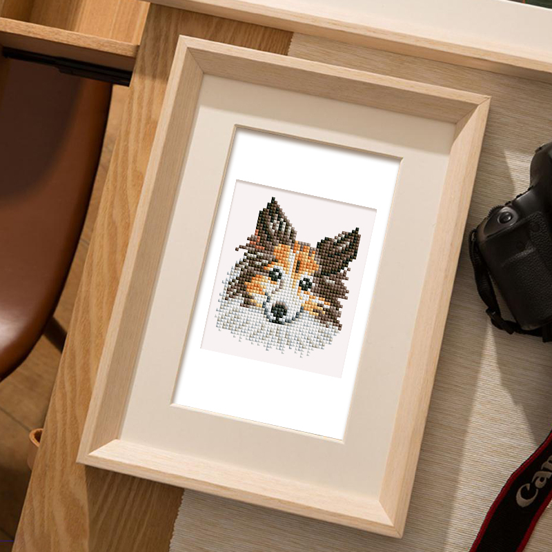 Frameless, mini diamond painting, creative mini diamond painting of dogs on the entrance flower house desktop, creative simple pattern diamond painting, 12 pcs, 5.9 X7 inches.