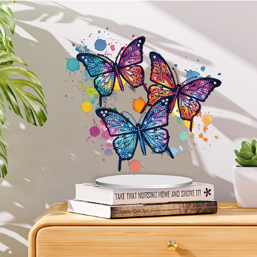 5D DIY Special Shape Diamond Painting Acrylic Desk Ornament Butterfly Decor Kit