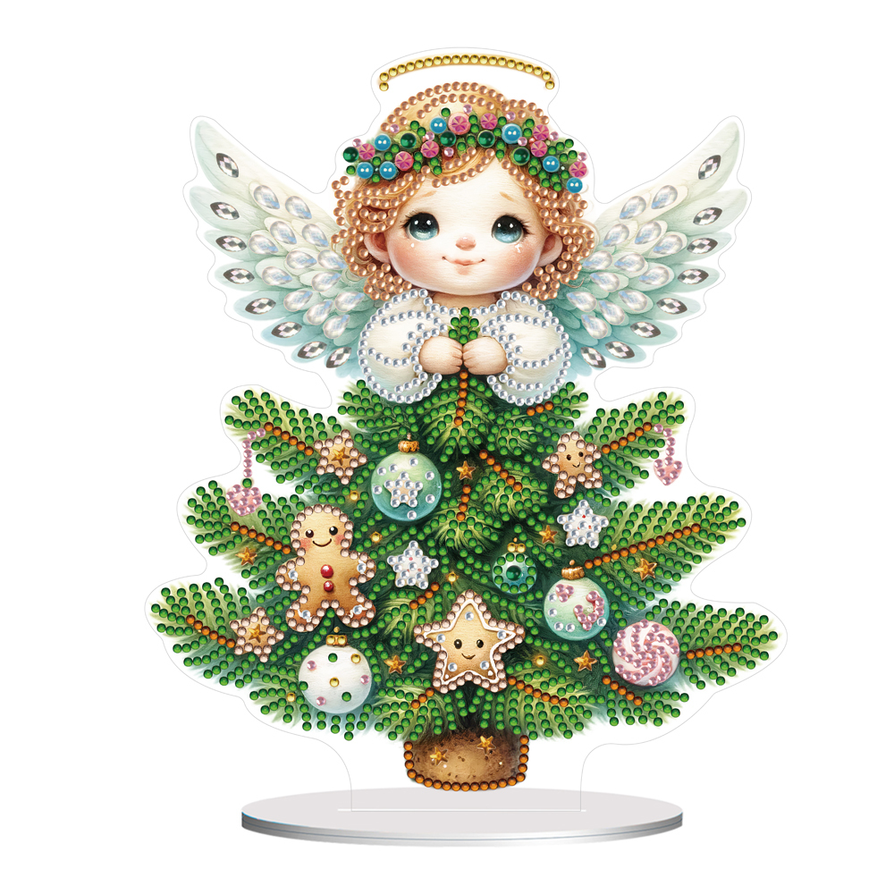 5D DIY Special Shape Diamond Painting Angel Tree Desk Ornament Decor Kit