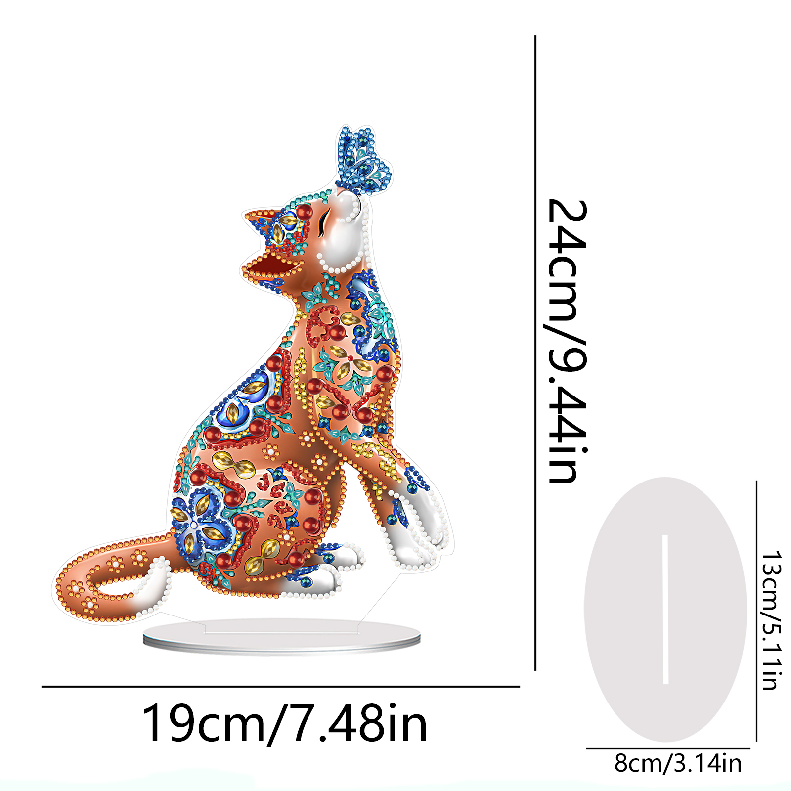 DIY Special Shaped Double Sided Diamond Painting Tabletop Ornaments Kit(Butterfly Cat)