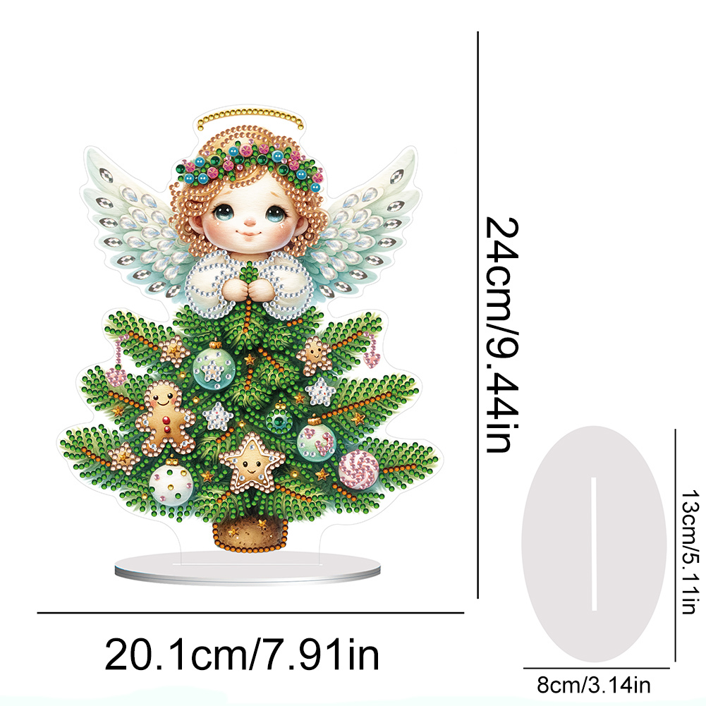5D DIY Special Shape Diamond Painting Angel Tree Desk Ornament Decor Kit