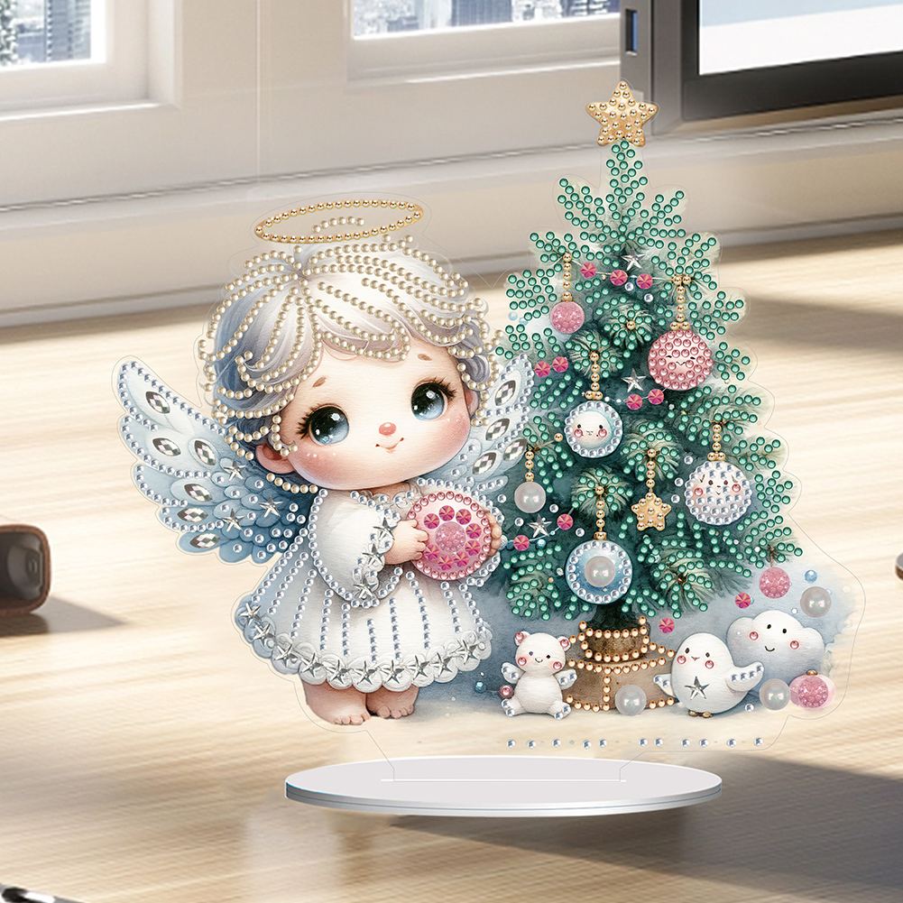 5D DIY Special Shape Diamond Painting Angel Tree Desk Ornament Decor Kit