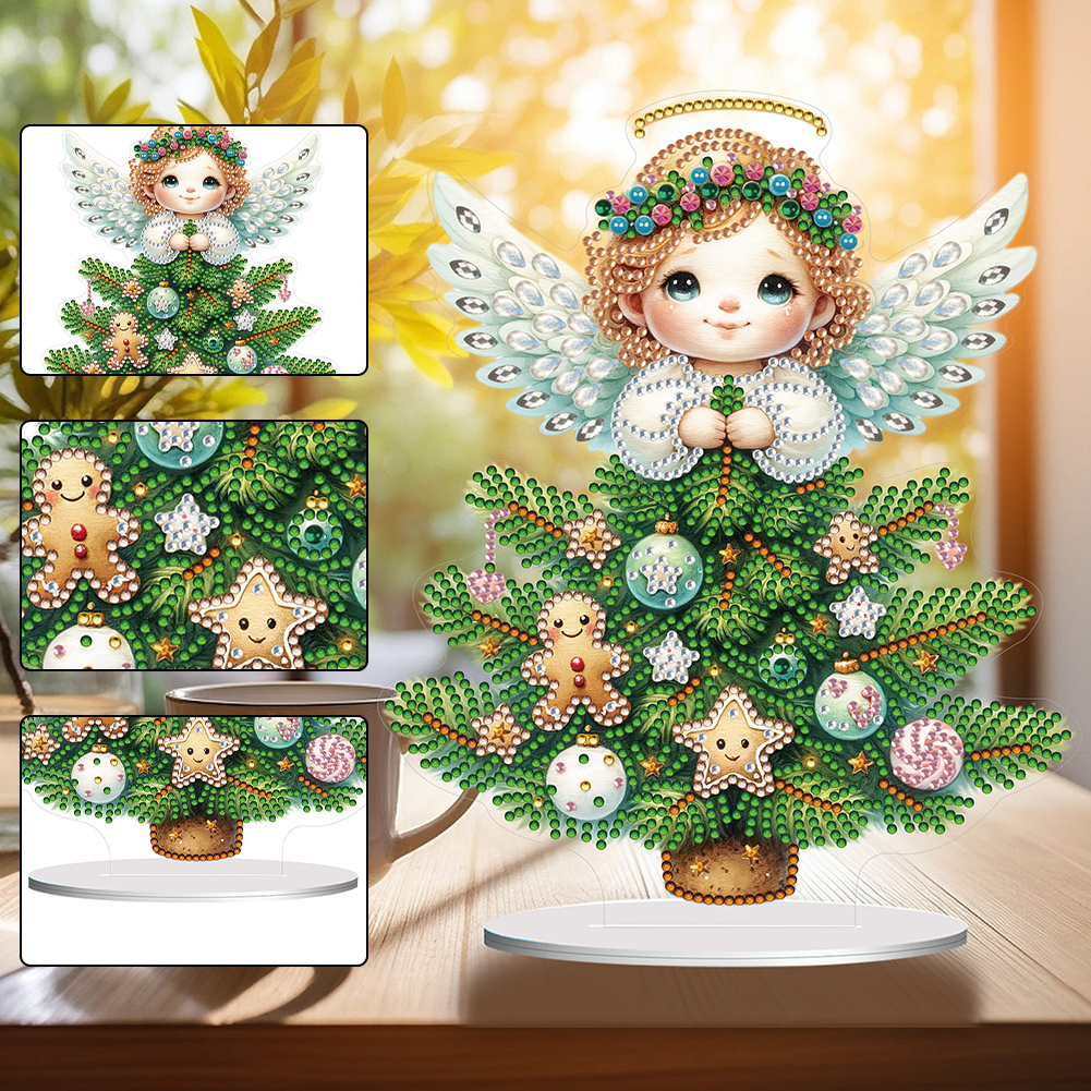 5D DIY Special Shape Diamond Painting Angel Tree Desk Ornament Decor Kit