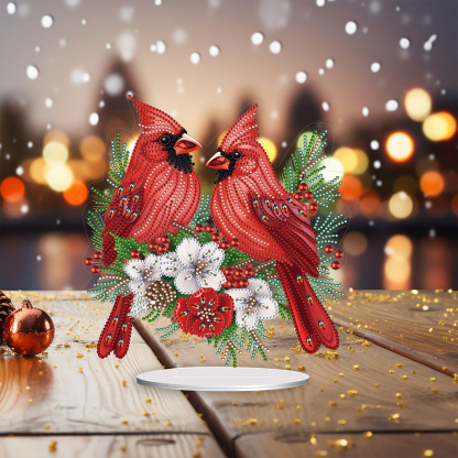 5D DIY Diamond Painting Special Shape Desk Ornament Cardinal Bird Decor Kit