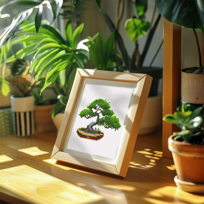 Frameless, mini diamond painting, creative mini diamond painting of green plants on the entrance flower house desktop, creative simple pattern diamond painting, 12 pcs, 5.9 X7 inches.