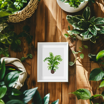 Frameless, mini diamond painting, creative mini diamond painting of green plants on the entrance flower house desktop, creative simple pattern diamond painting, 12 pcs, 5.9 X7 inches.