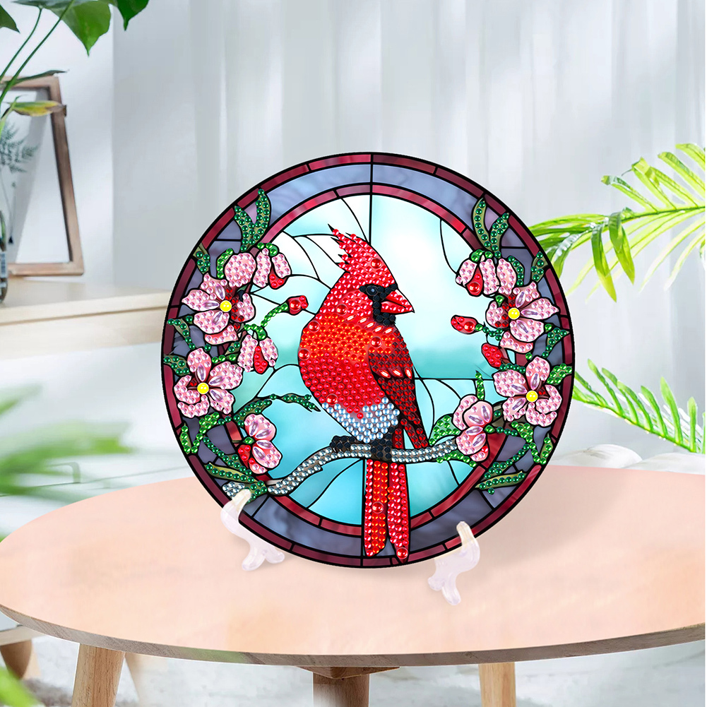 DIY Diamond Painting Wooden Crystal Desktop Ornament Kit (Cardinals)
