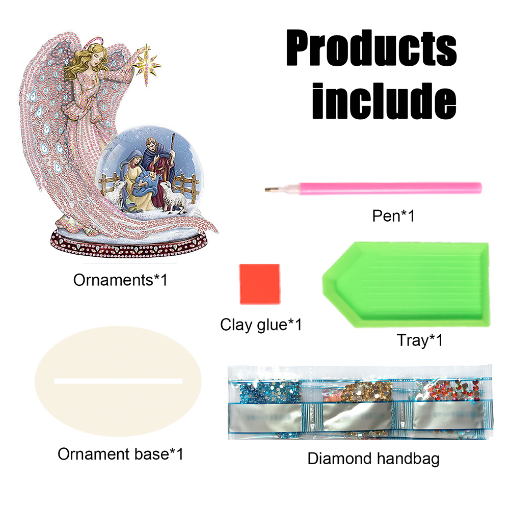 DIY Wooden Jesus Angel Diamonds Painting Desktop Decor for Table Office Decor Kit