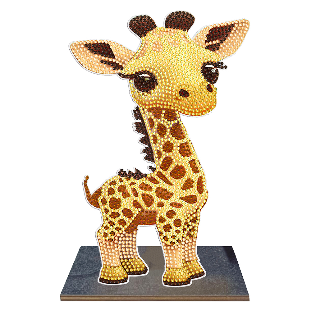 DIY Diamonds Painting Ornaments Wooden Animal Giraffe Art Craft Kit