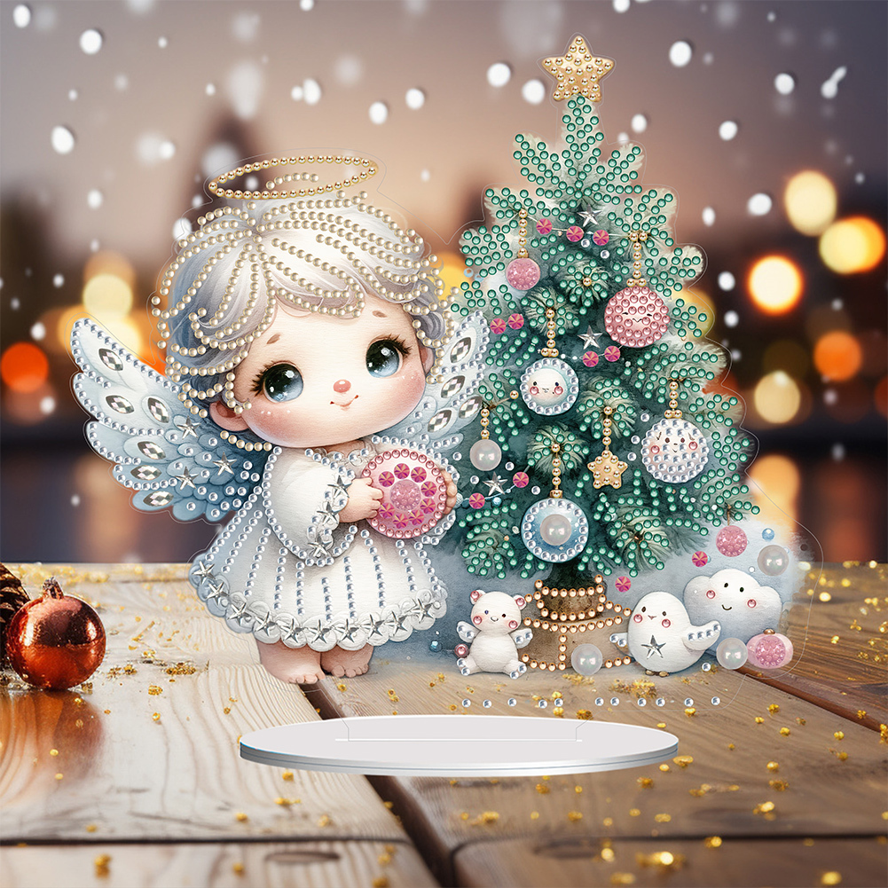 5D DIY Special Shape Diamond Painting Angel Tree Desk Ornament Decor Kit