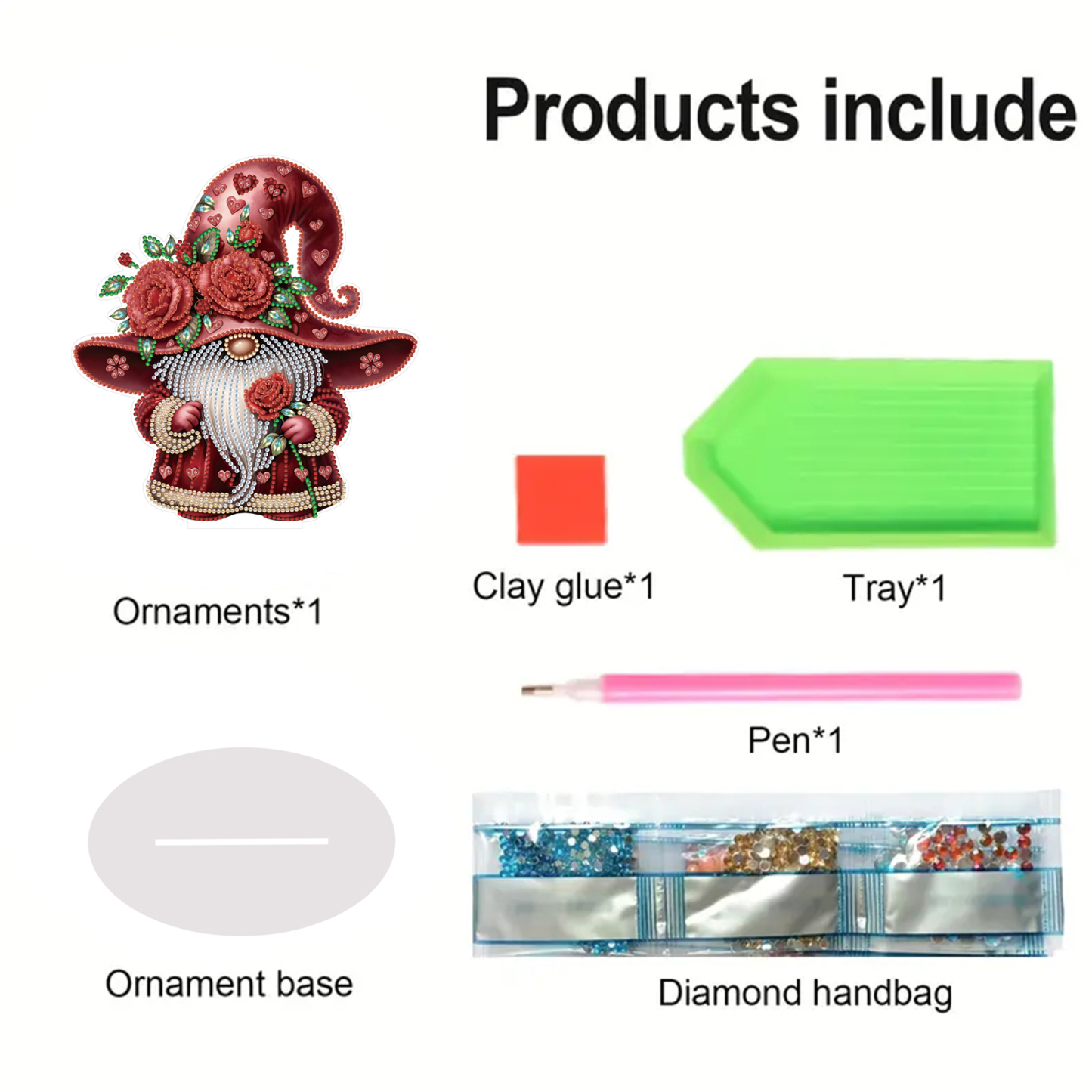 5D DIY Special Shape Diamond Painting Desk Ornament Gnome Decor Kit
