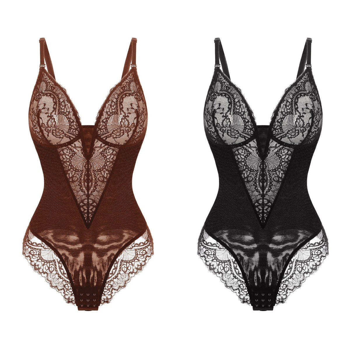 Deep-V Neck Lace Thong Bodysuit ( Buy 3 Free Shipping )