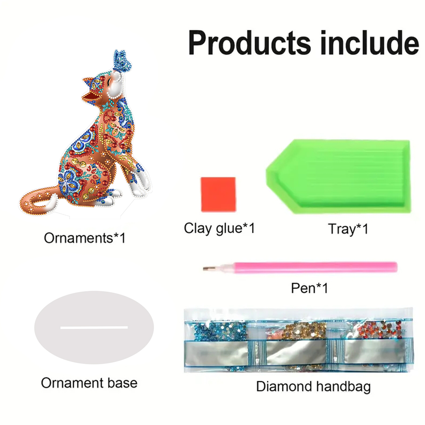 DIY Special Shaped Double Sided Diamond Painting Tabletop Ornaments Kit(Butterfly Cat)