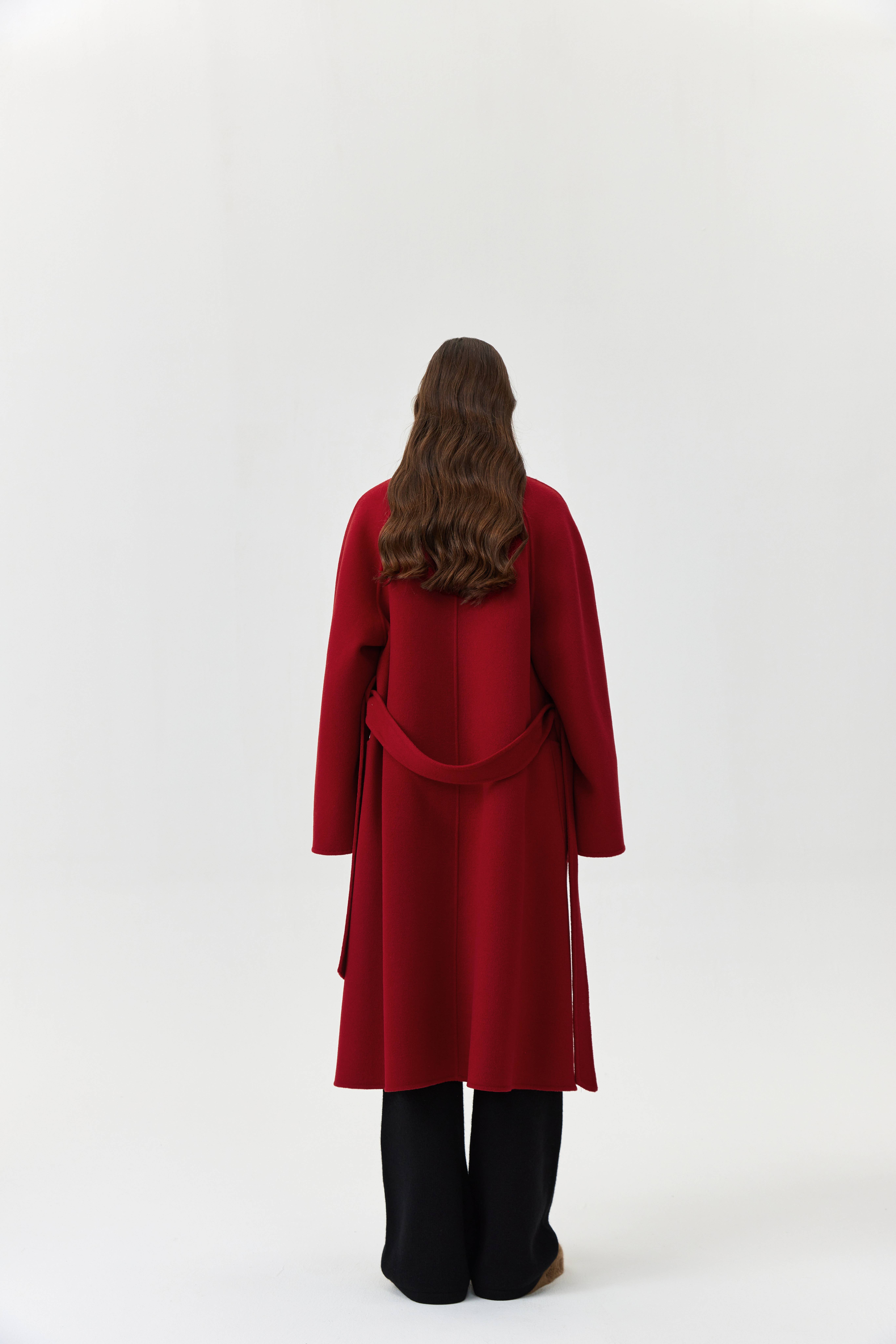 Wool Pocket Coat With Belt