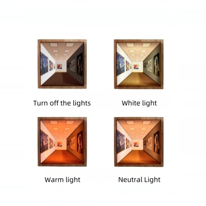 3D naked eye vision night light wall lamp living room home creative wooden punch-free wall hanging advanced atmosphere lamp