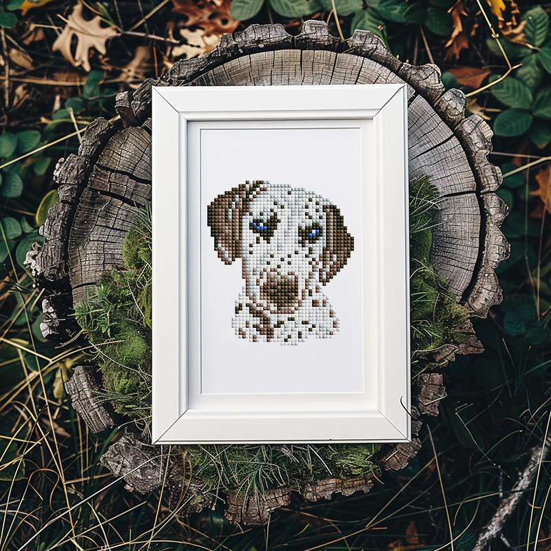 Frameless, mini diamond painting, creative mini diamond painting of dogs on the entrance flower house desktop, creative simple pattern diamond painting, 12 pcs, 5.9 X7 inches.