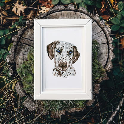 Frameless, mini diamond painting, creative mini diamond painting of dogs on the entrance flower house desktop, creative simple pattern diamond painting, 12 pcs, 5.9 X7 inches.