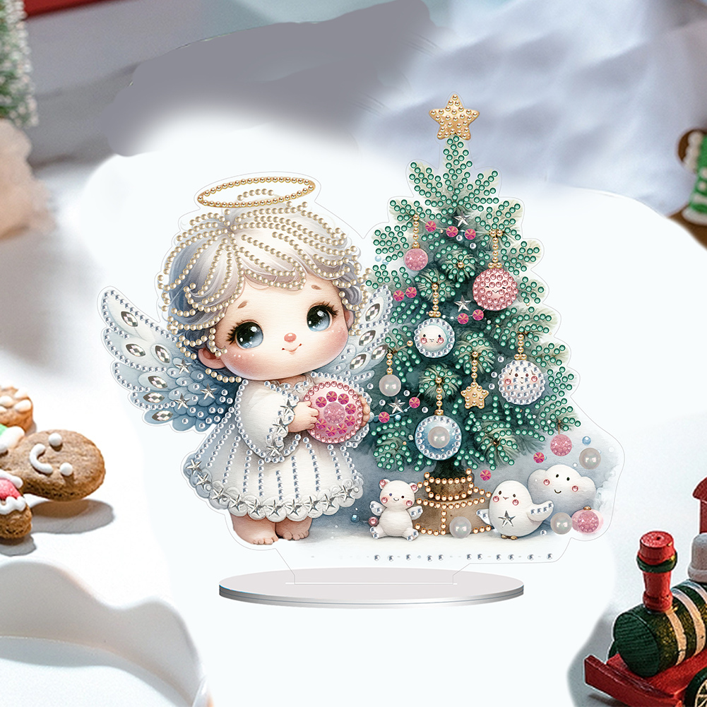 5D DIY Special Shape Diamond Painting Angel Tree Desk Ornament Decor Kit