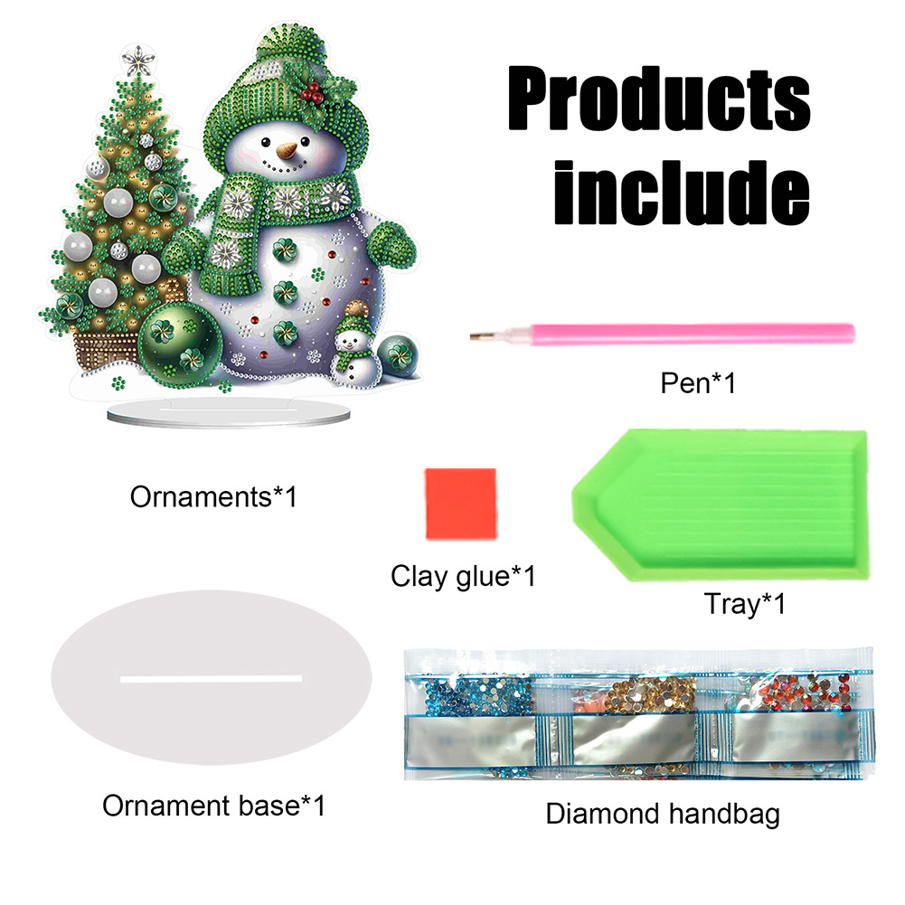 DIY Acrylic Winter Snowman Diamond Painting Desktop Decor Kit