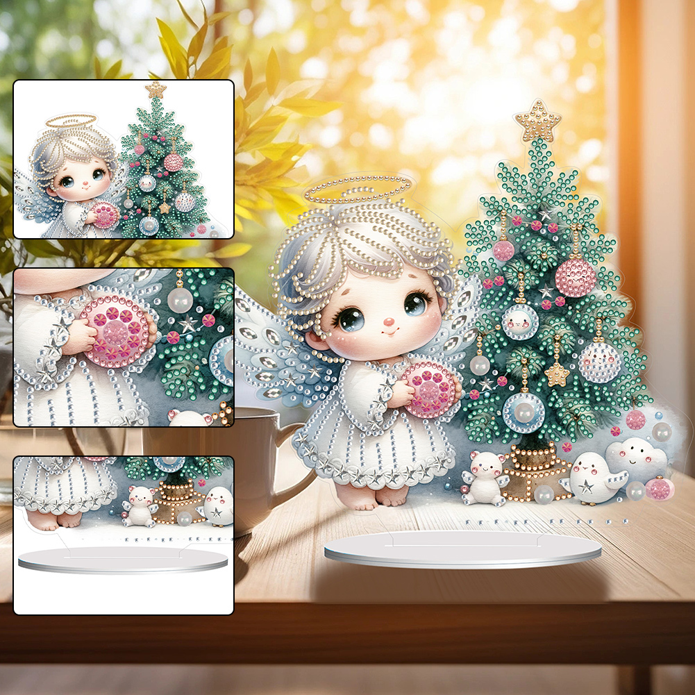 5D DIY Special Shape Diamond Painting Angel Tree Desk Ornament Decor Kit