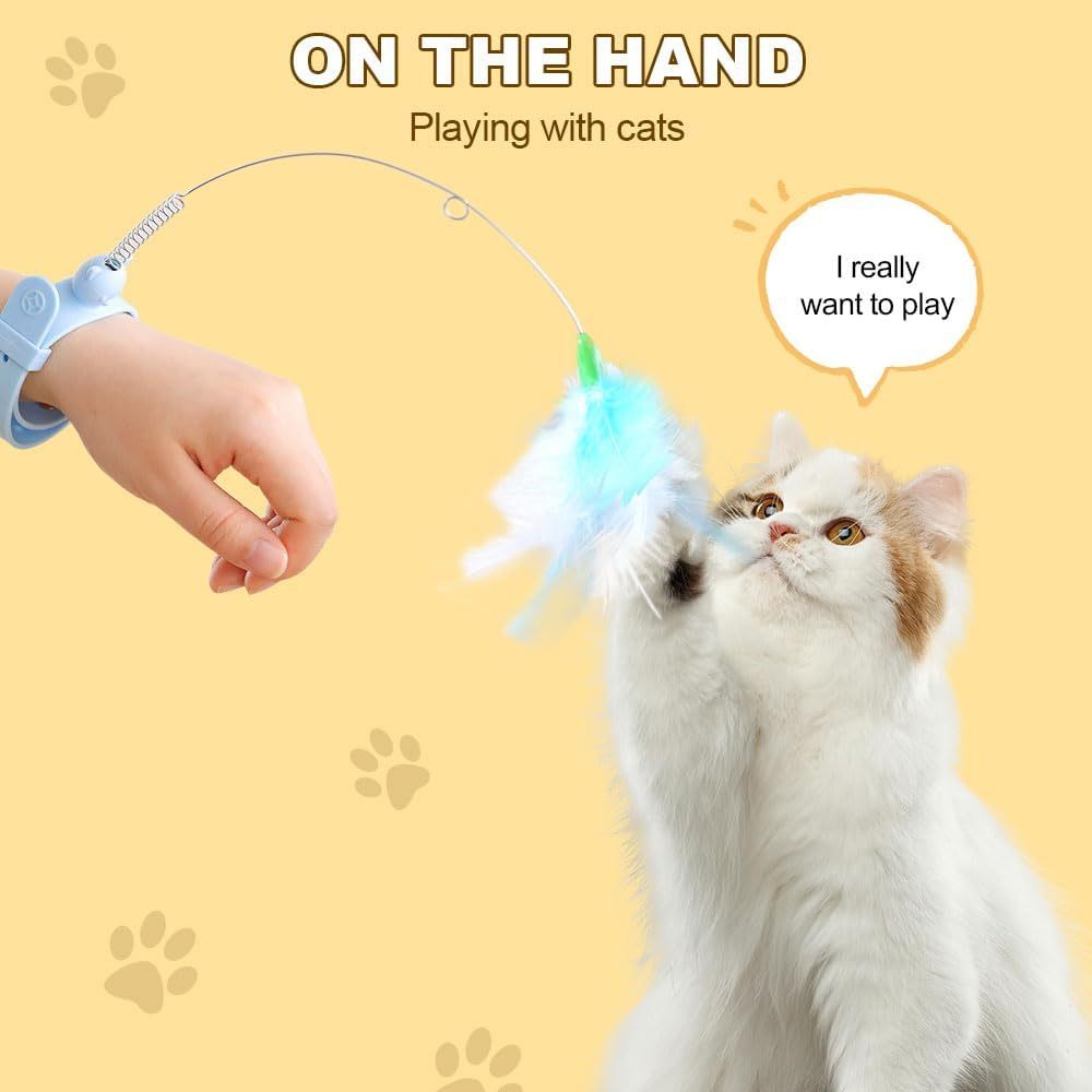Cat Collars with Cat Feather Toys, Cat Collar Toy Interactive Cat Toys for Indoor Cats, Cat Neck Toy Teasing Cat Toy Collar Feather Interactive Toy for Cats Kitten Play Chase Exercise (A# 4PCS)