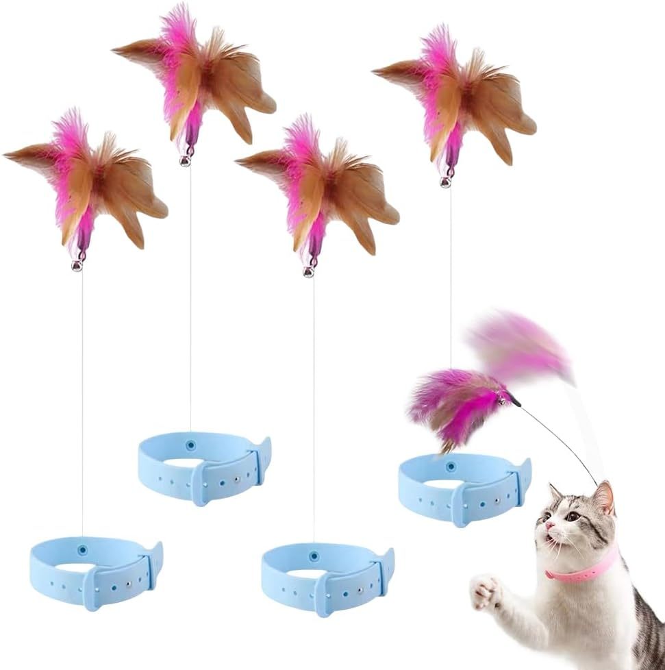 Cat Collars with Cat Feather Toys, Cat Collar Toy Interactive Cat Toys