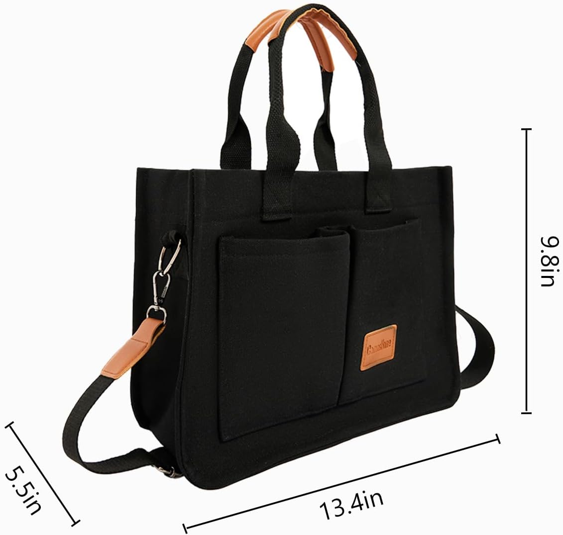 JoJogoo Canvas Tote Bag for Women,Laptop tote bag,Crossbody tote,Purses, Everything Everyday Bag,Work bags for women