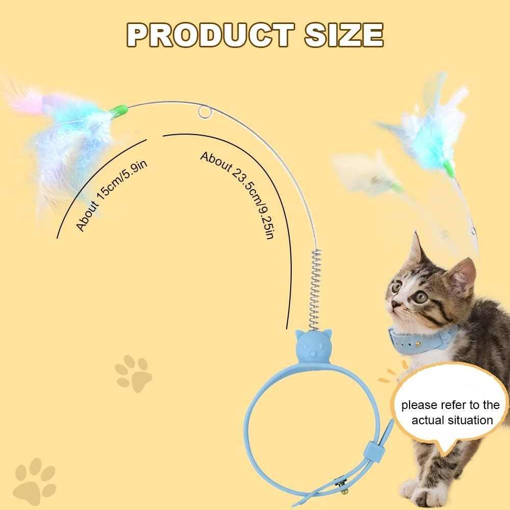 Cat Collars with Cat Feather Toys, Cat Collar Toy Interactive Cat Toys for Indoor Cats, Cat Neck Toy Teasing Cat Toy Collar Feather Interactive Toy for Cats Kitten Play Chase Exercise (A# 4PCS)