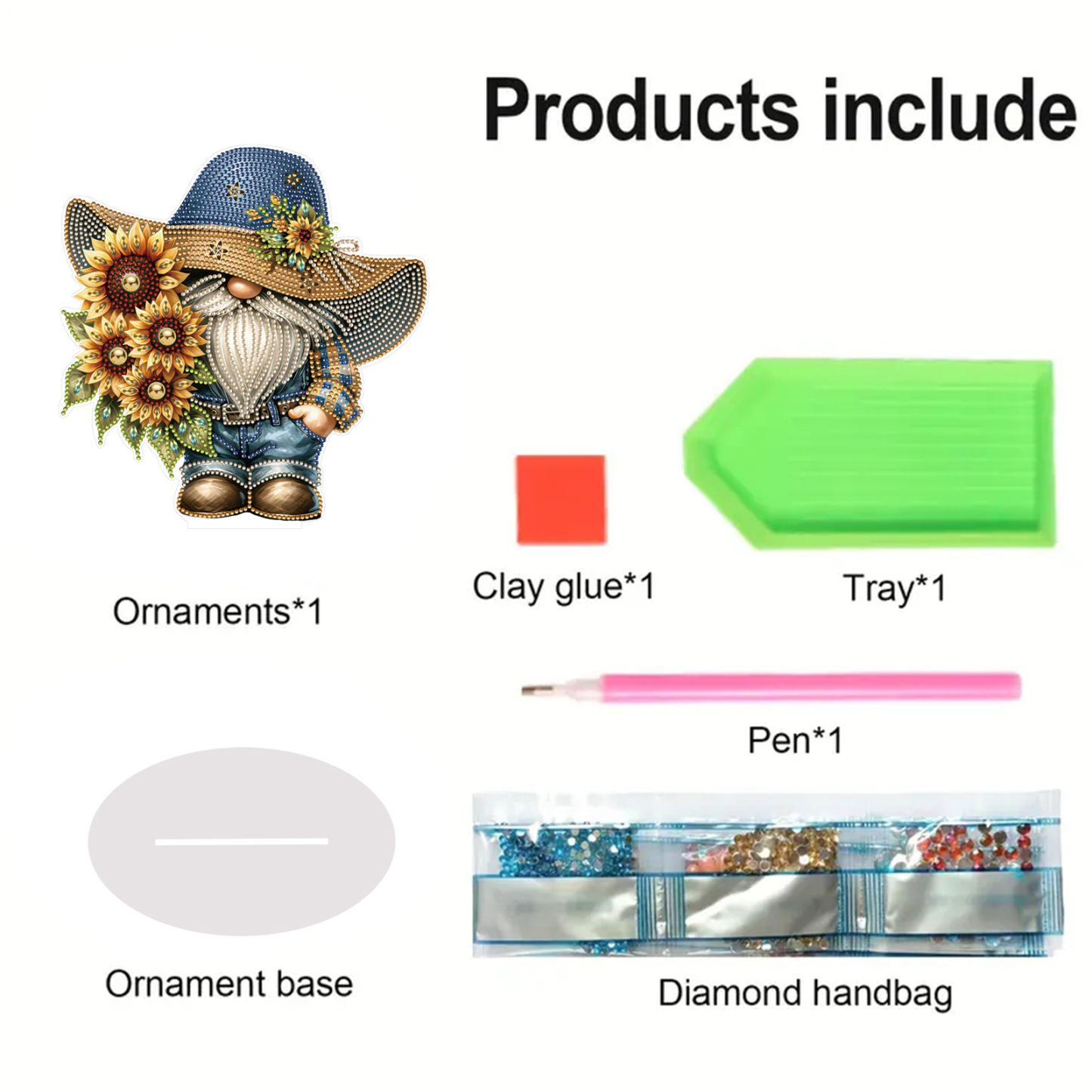 5D DIY Special Shape Diamond Painting Desk Ornament Gnome Decor Kit