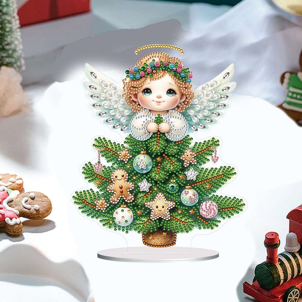 5D DIY Special Shape Diamond Painting Angel Tree Desk Ornament Decor Kit