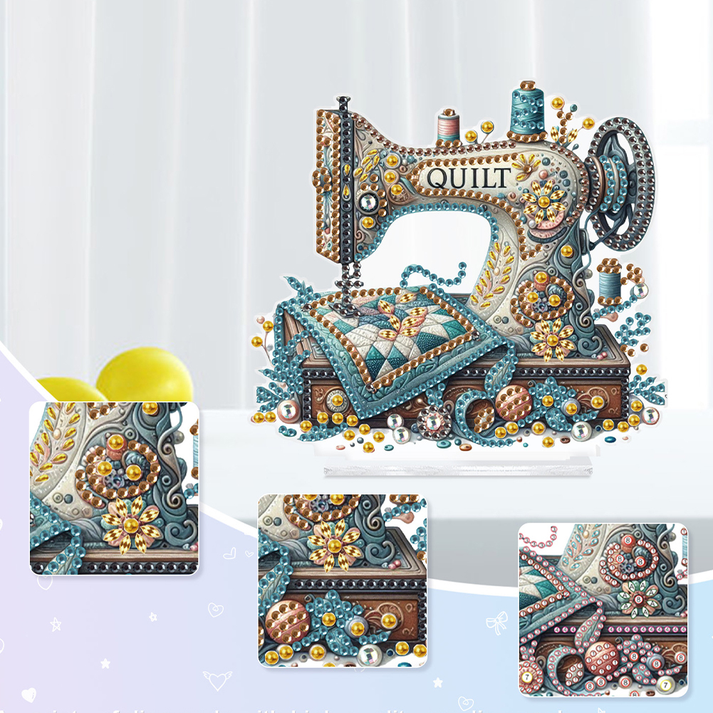 Sewing Machine Special Shaped 5D DIY Diamond Art Kit Tabletop Decorations for Adults